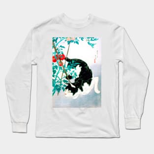 Cat with Tomato Plant, Japan 1931, Takahashi Shōtei Long Sleeve T-Shirt